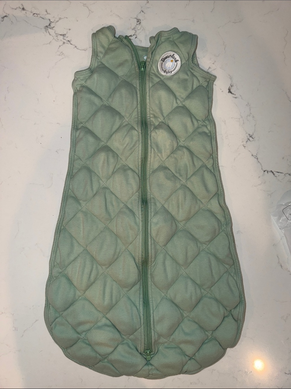 Quilted Mint Green Baby Sleep Sack with Front Zipper